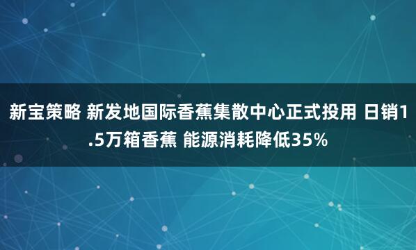新宝策略 新发地国际香蕉集散中心正式投用 日销1.5万箱香蕉 能源消耗降低35%